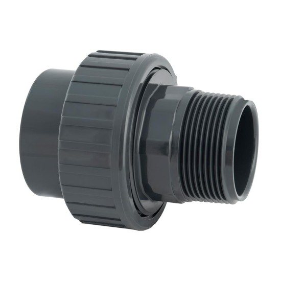 PVC 3 piece union: female solvent socket & BSP male thread Φ63x2