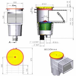 Skimmer μπετού standard στρογγυλό καπάκι 15LT Astralpool