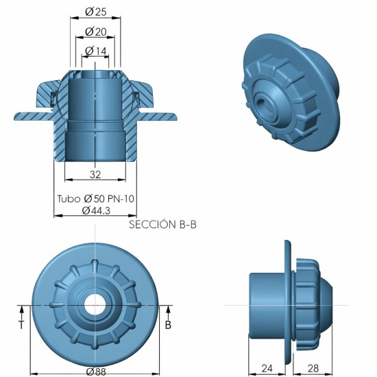 Στόμιο επιστροφής multiflow Φ50