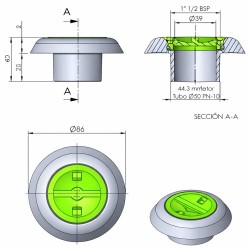 Στόμιο σκούπας Φ50 σε μπλε χρώμα