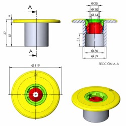 Στόμιο επιστροφής multiflow κολλητό Φ63 / Φ50