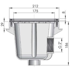 Φρεάτιο πυθμένα τετράγωνο 210 mm x 210 mm 2 ίντσες ABS