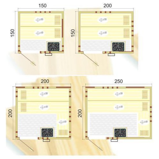 Στάνταρντ Σάουνα 150x150x210εκ. Nordic Spruce με ρόζους