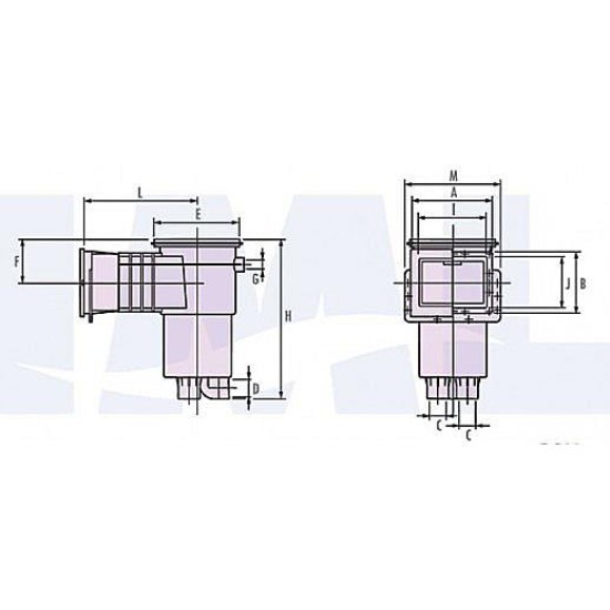 Skimmer τετράγωνο καπάκι 15LT