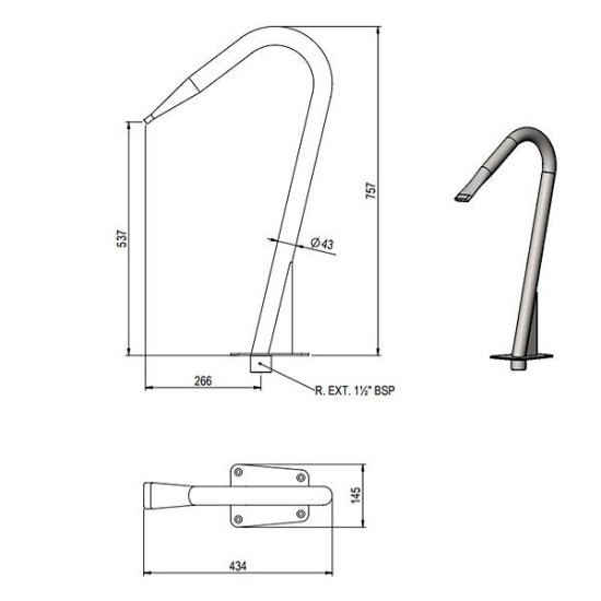 Residential water cannon AISI-316 flat opening