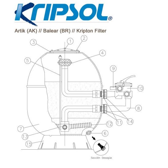 Εξάρτημα πολυβάννας φίλτρου πισίνας 2 inch Kripsol Νο 8