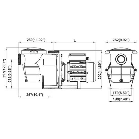 Splash αντλία ανακυκλοφορίας  πισίνας 1hp 15m3 220V Φ63mm