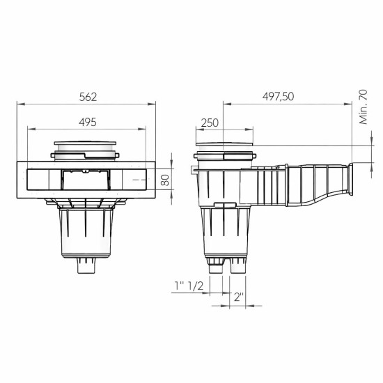 Skimmer μπετού NORM 17.5Lts με στόμιο 495x80mm Μπεζ