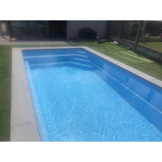 Delta πολυεστερική πισίνα  με ξαπλώστρα και αντιολισθητικά σκαλοπάτια  750x340x150CM