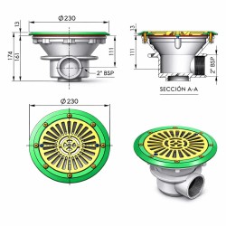 Φρεάτιο πυθμένα στρογγυλό για λινερ 2 ίντσες Φ210 ABS