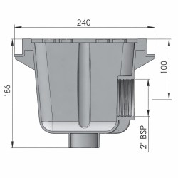 Φρεάτιο πυθμένα τετράγωνο ABS 2 ίντσες