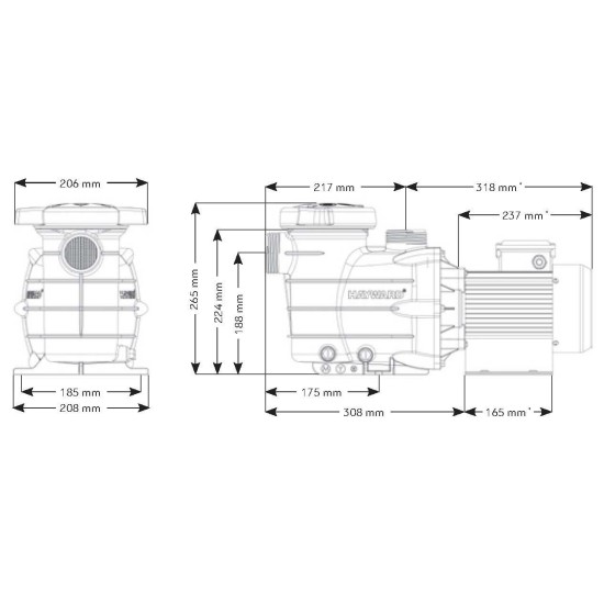 Αντλία πισίνας Hayward 0.50HP 10.8m3/h 220V POWER FLOW 2