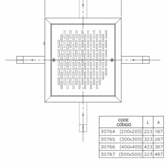 Σχάρα φρεατίου inox 40 x 40 cm AISI316