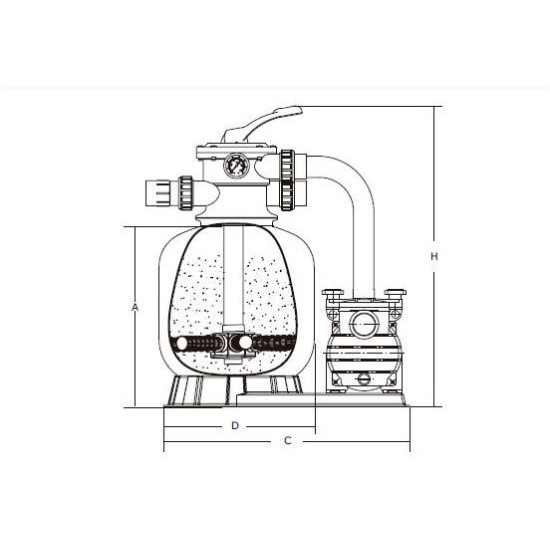 Compact kit φίλτρο top 500mm και αντλία 0.75HP 11m3/h