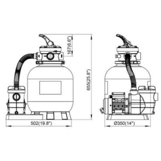 Compact kit φίλτρο top 500mm και αντλία 0.75HP 11m3/h