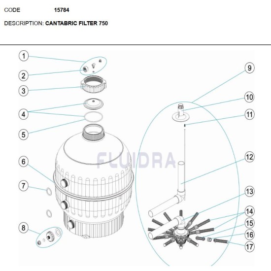 Διαχύτης φίλτρου 3/4 160mm Millenium+Top, Cantabric,Top No17,6,17,6