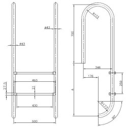 MURO ladder 2 steps INOX (304) KRIPSOL