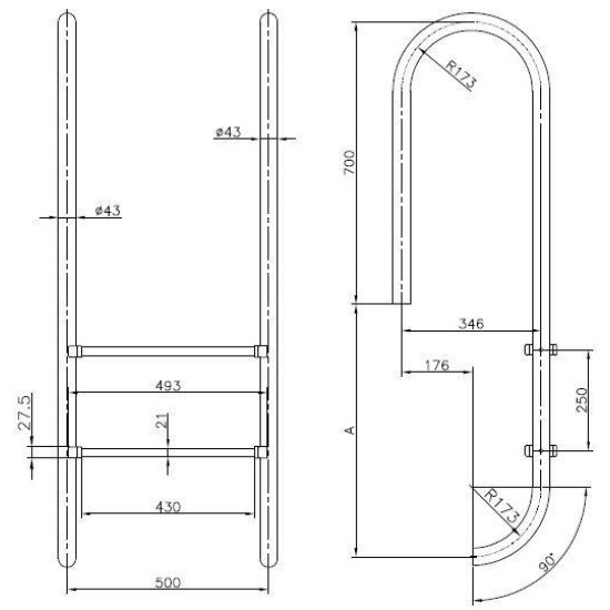 MURO ladder 2 steps INOX (304) KRIPSOL MURO ladder 2 steps INOX (304) KRIPSOL