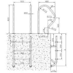 Two part σκάλα πισίνας 4 σκαλοπάτια INOX (304) KRIPSOL