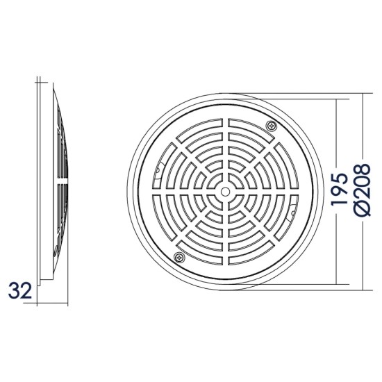 Σχάρα πυθμένα στρογγυλή με βάση flat Φ185-242