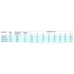 DRM 80 αντλία πισίνας 1,10hp 220V DRM 80 αντλία πισίνας 1,10hp 220V