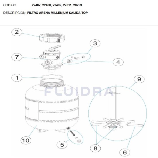 Διαχύτης φίλτρου 3/4 160mm Millenium+Top, Cantabric,Top No17,6,17,6