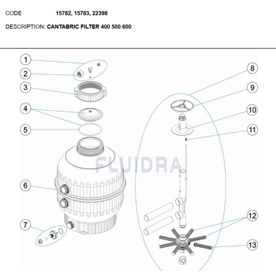 Κιτ αποστράγγισης για φίλτρο Cantabric ,top No7,5