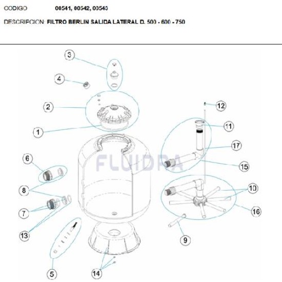 Σετ Βαλβίδα Αδειάσματος 3/8 φίλτρου Berlin No5 D 500-600-750