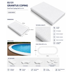 Kit pool copings for oval inground pool 6x3,20 white color