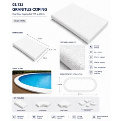 Kit pool copings for oval inground pool 9,15x4,70 white color