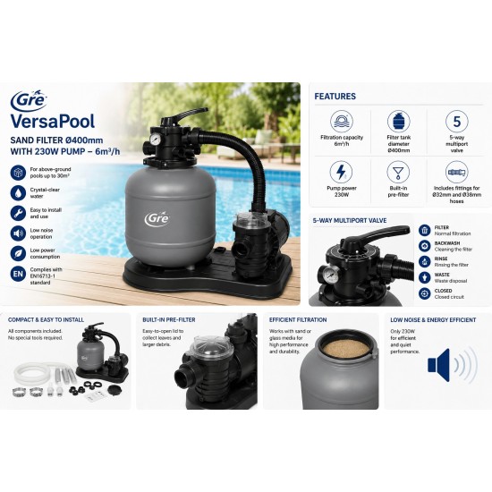 Compact kit φίλτρο top 400mm και αντλία 0.31HP 6m3/h