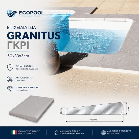 Επιχείλια ίσια Granitus γκρι 50x33x3cm