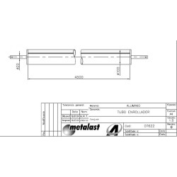 Central fixed pipe in anodised aluminium, length 4,5m Φ100