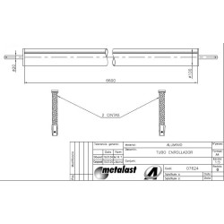 Central fixed pipe in anodised aluminium, length 6,6m Φ100