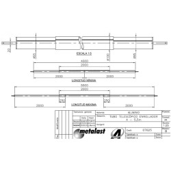 Central telescopic pipe in anodised aluminium, length 4 - 5,5m Φ100